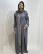 Naseem Al Bahar Geometric Trim Open Abaya