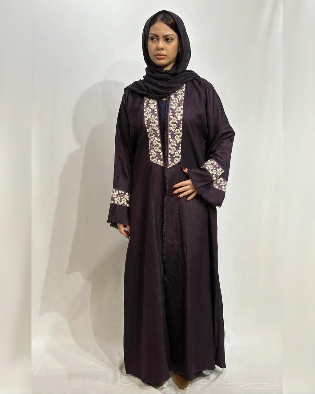 Open Throw Panel Fringe Abaya