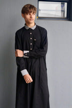 Elegant Contrast Collar Thowb