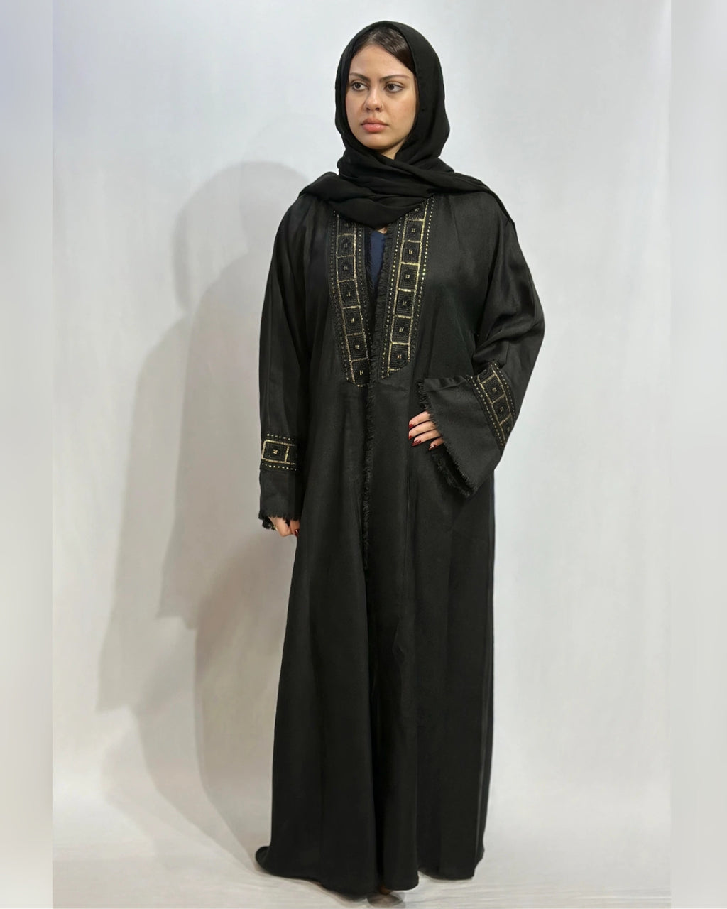 Open Throw Panel Fringe Abaya
