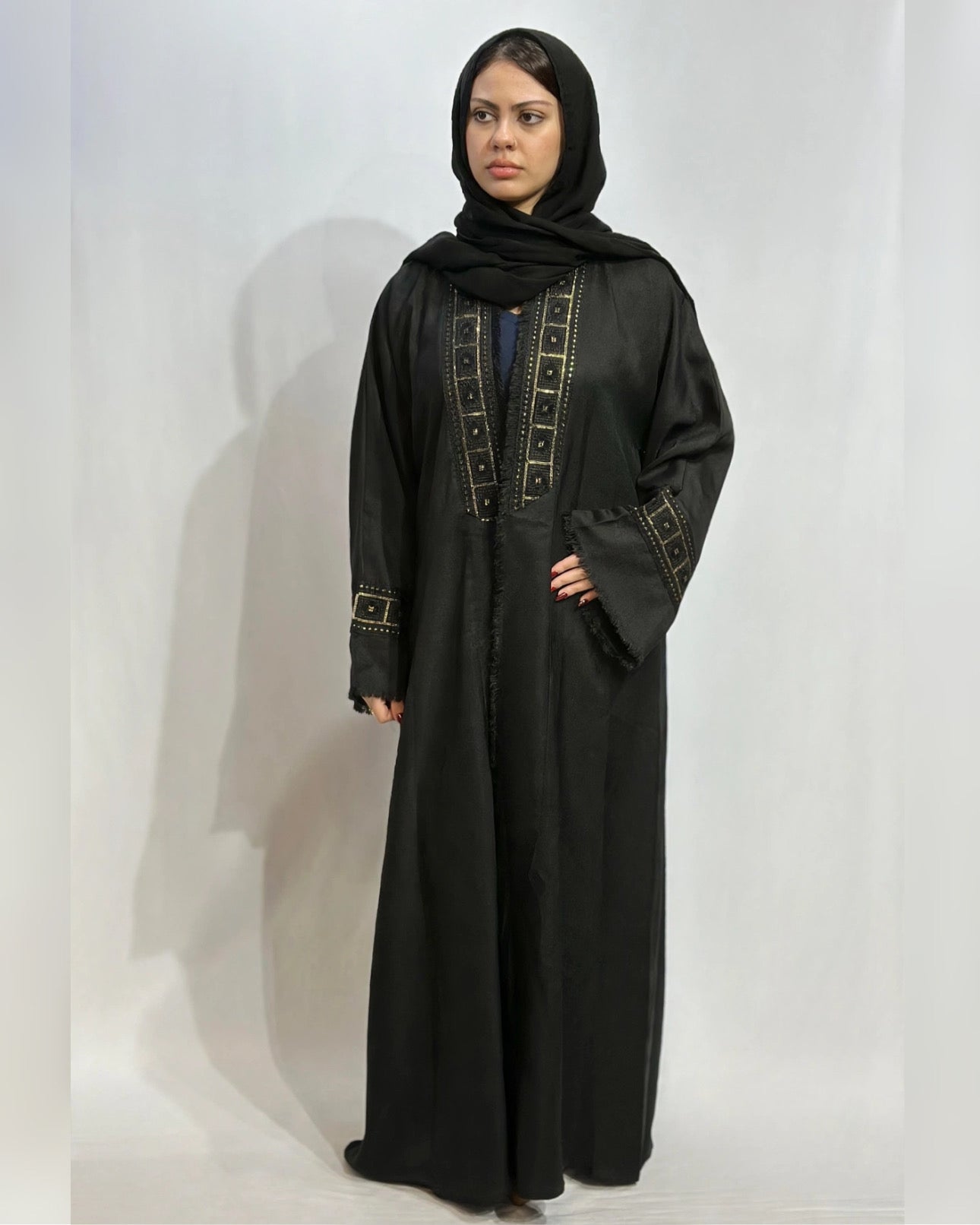 Open Throw Panel Fringe Abaya
