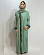 Naseem Al Bahar Geometric Trim Open Abaya