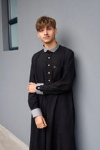 Elegant Contrast Collar Thowb