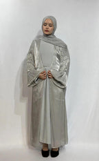 Qamar Al Ward Crystal-Embellished Bell Sleeve Abaya