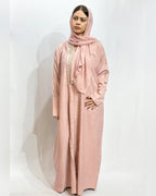 Fringe-Trim Embroidered Abaya
