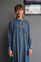 Elegant Contrast Collar Thowb