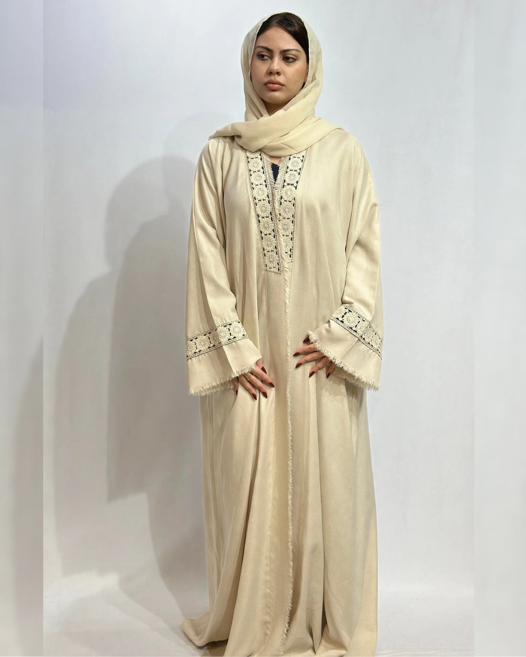 Open Throw Panel Fringe Abaya