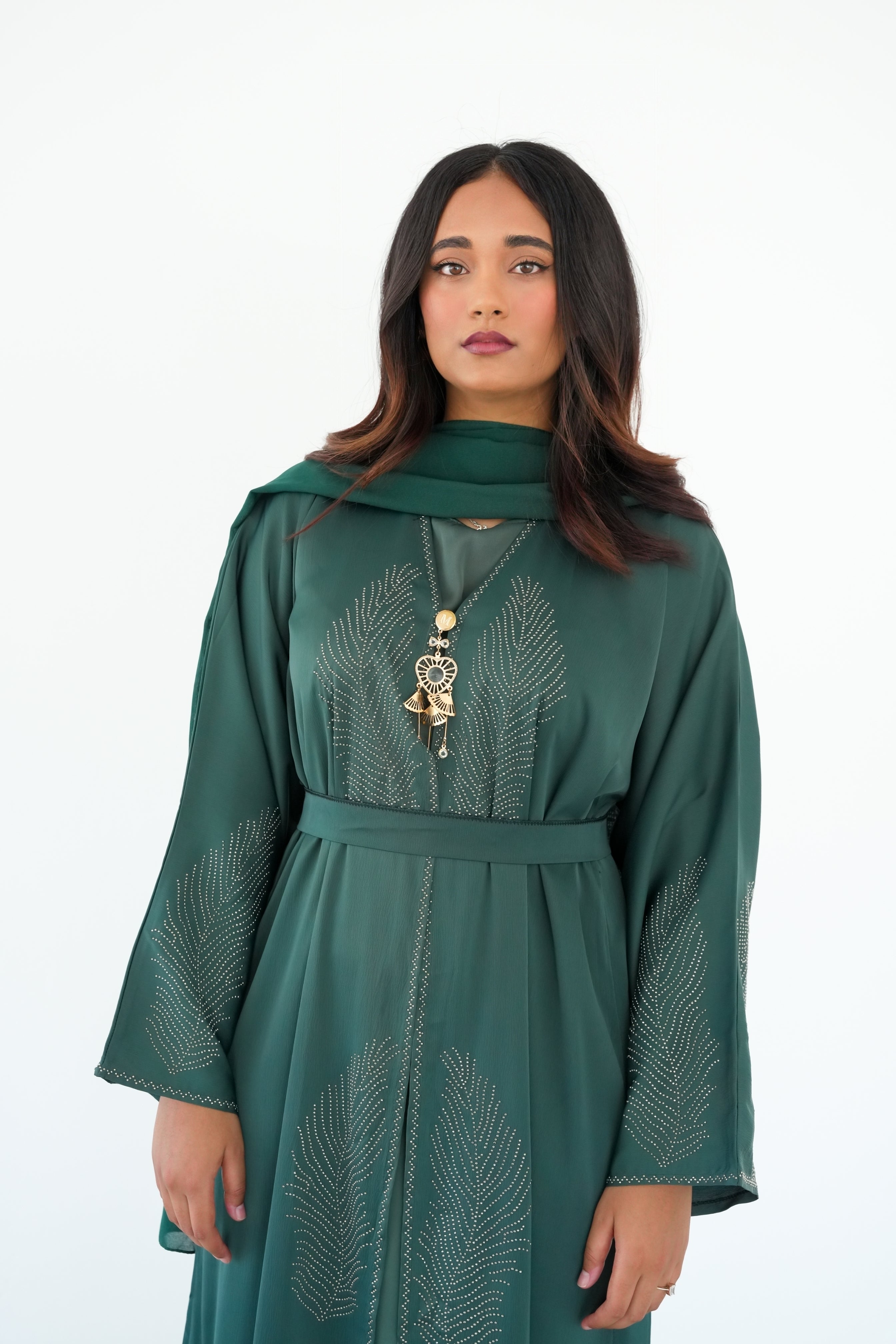 The Emerald Crystal Feather Abaya