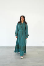 The Teal Baroque Lace Abaya