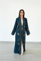 The Sapphire And Teal Leaf Scroll Abaya