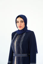 The Navy Sapphire Linear Abaya