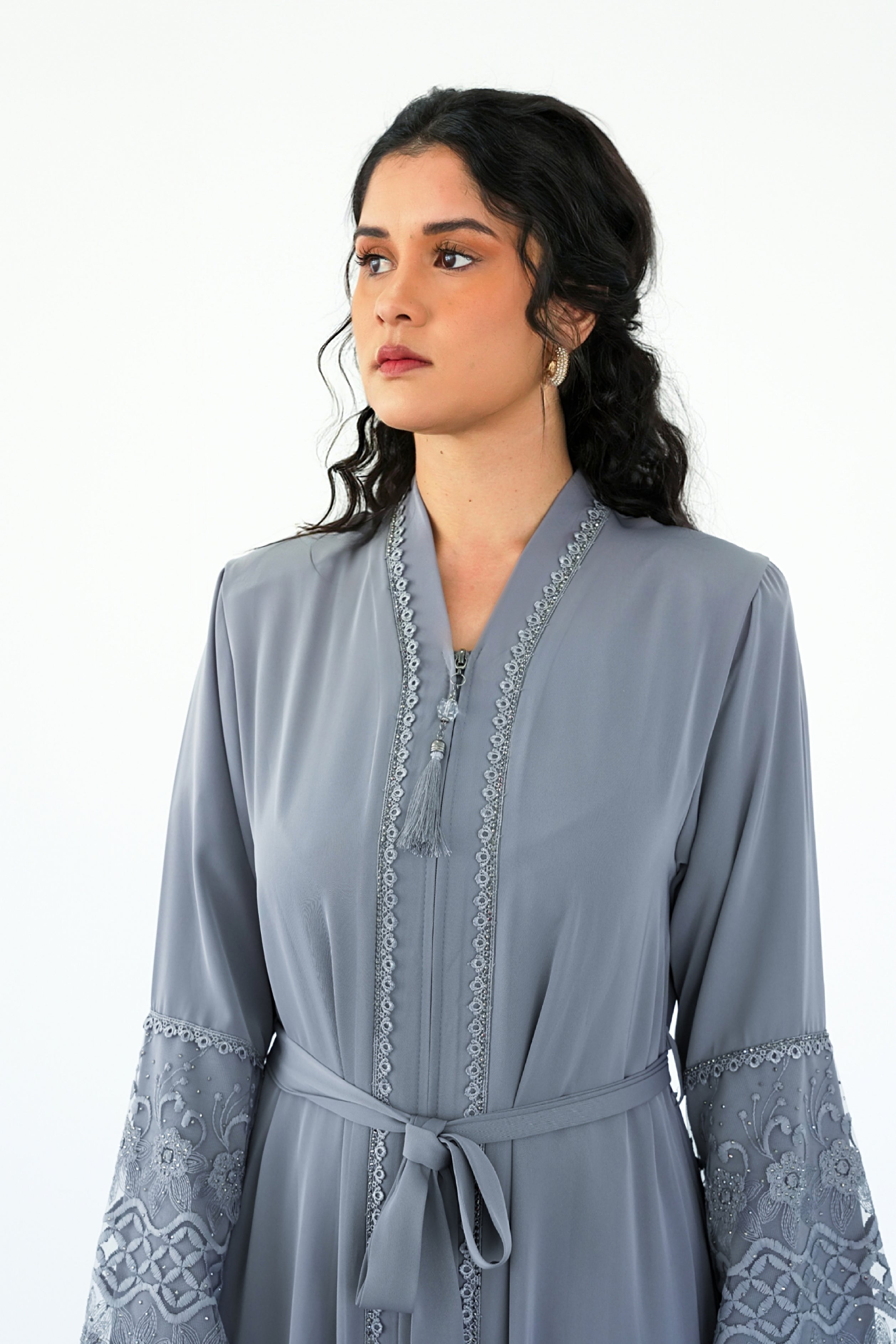 The Bosphorus Slate Lace Abaya