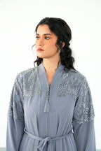 The Slate Chantilly Lace Abaya