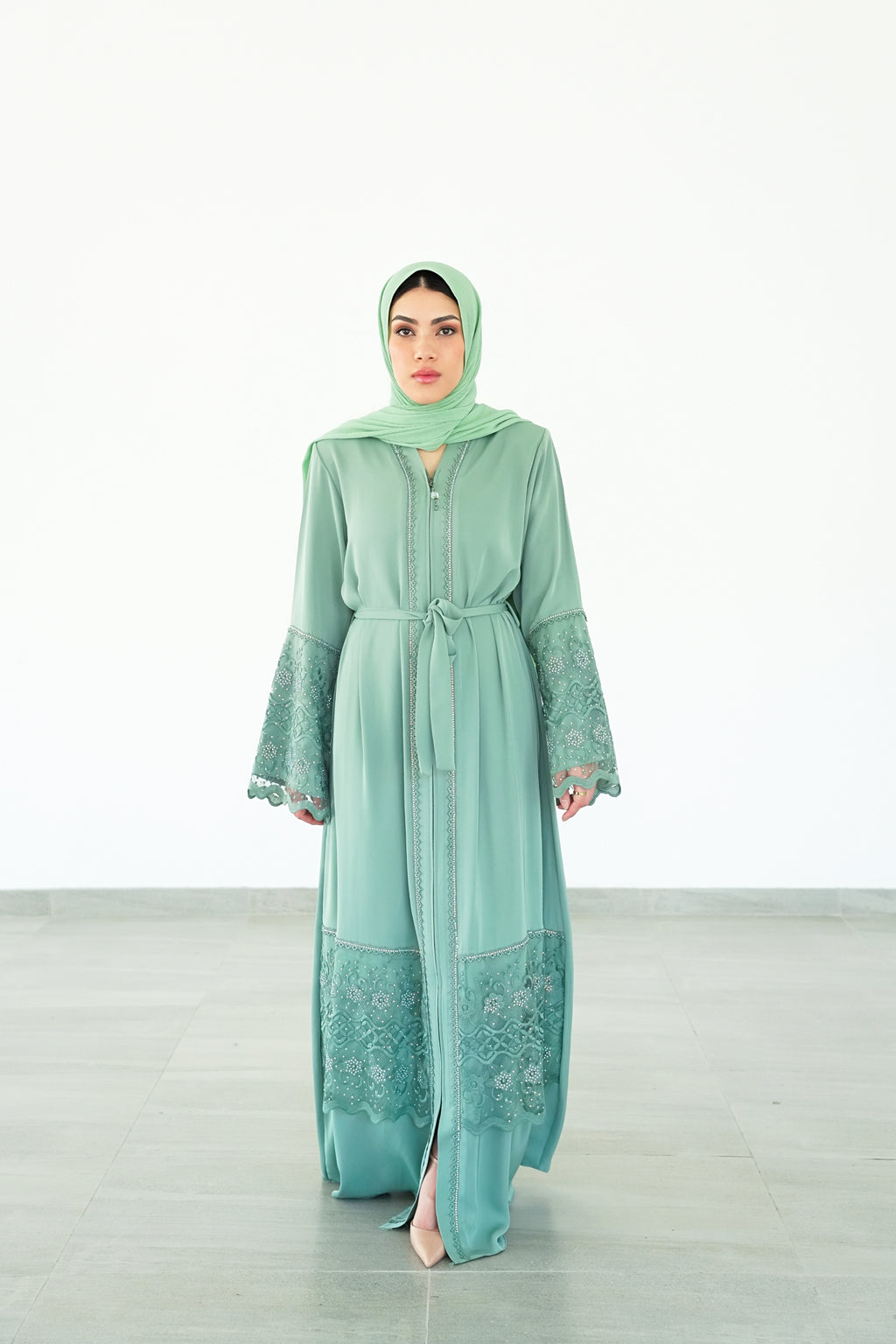 The Bosphorus Slate Lace Abaya