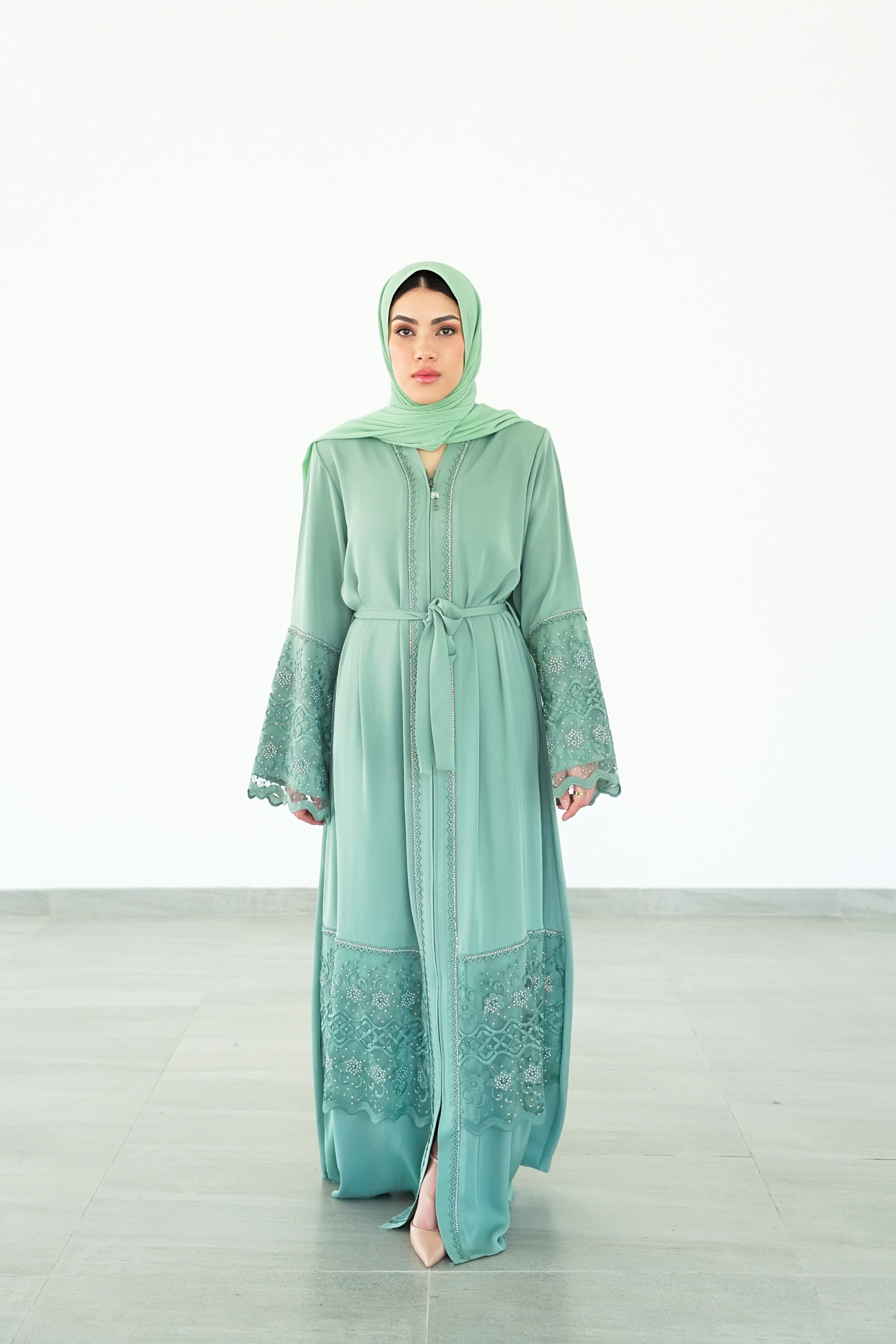 The Bosphorus Slate Lace Abaya