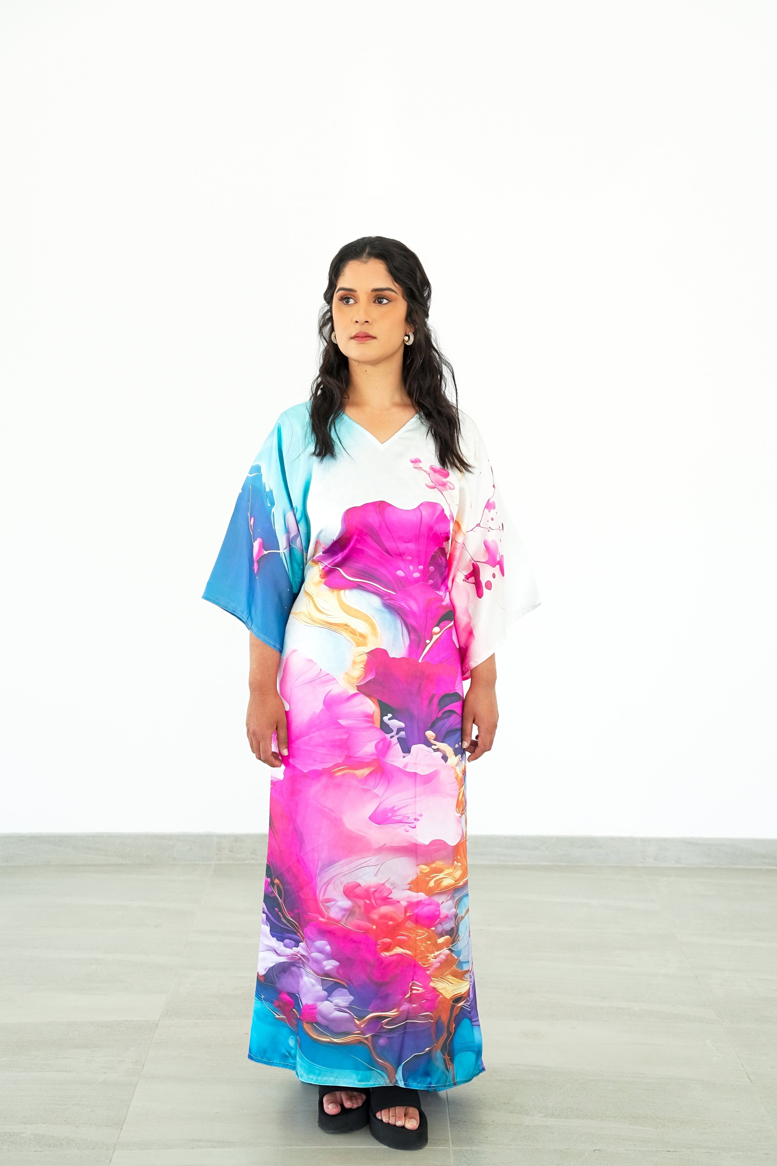 The Cyan & Magenta Splash Kaftan