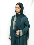 Fringe-Trim Embroidered Abaya