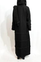 Layered linen abaya