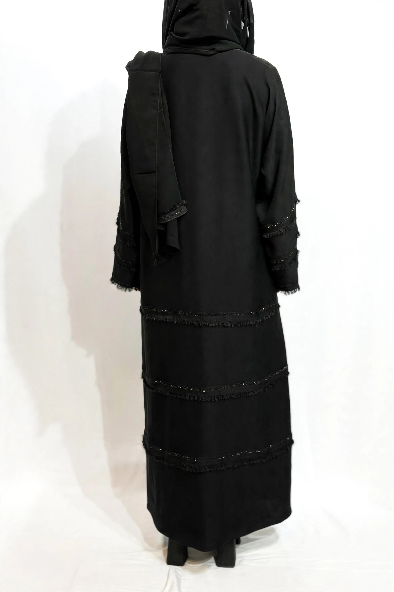 Layered linen abaya