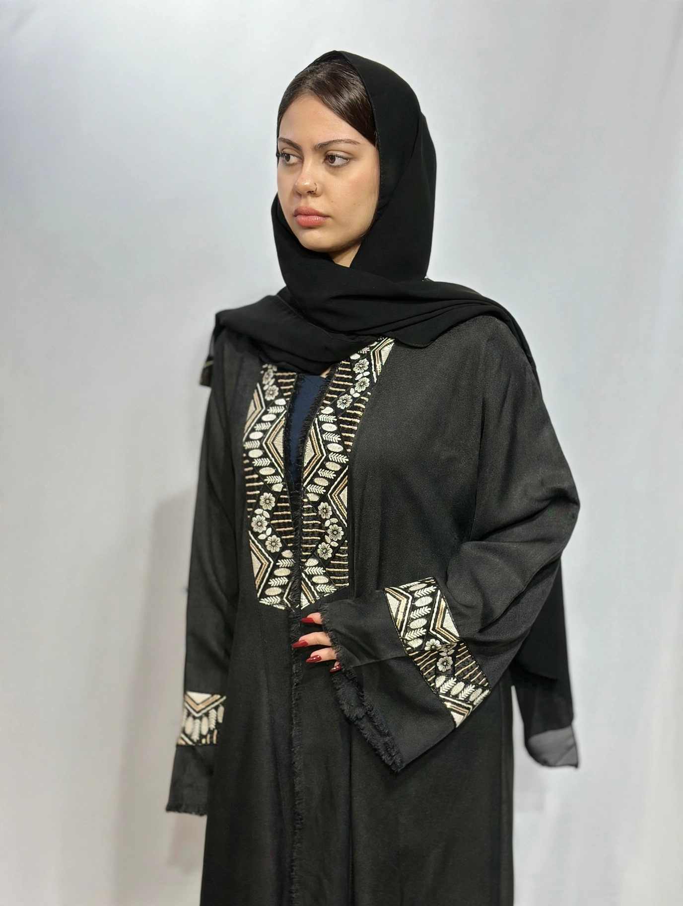 Open Throw Panel Fringe Abaya