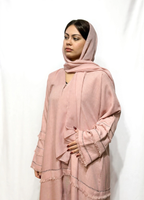 Layered linen abaya