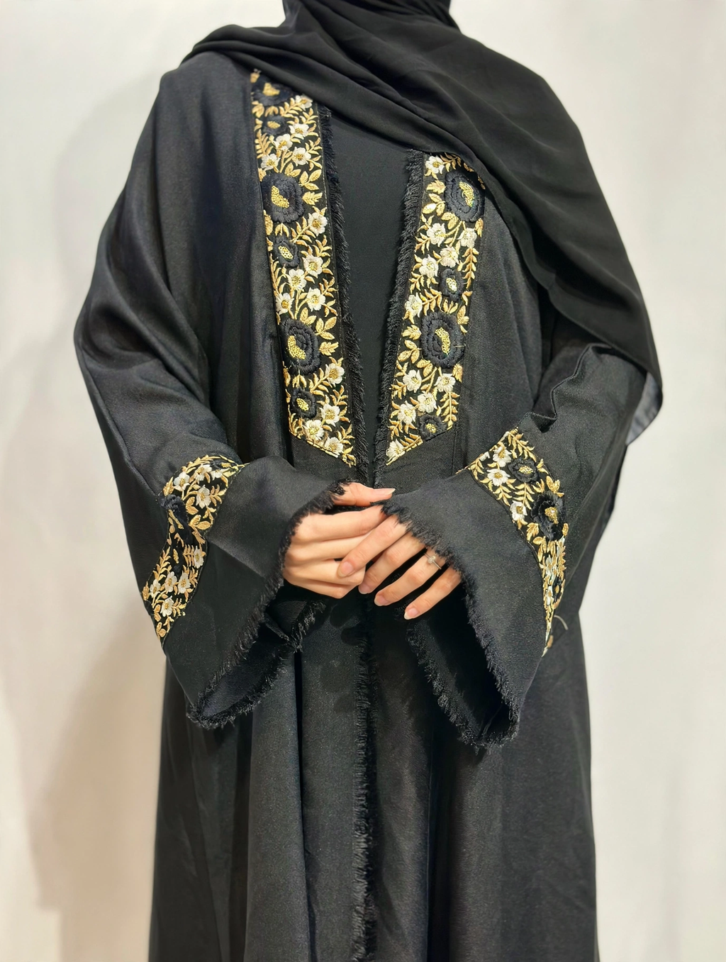 Open Throw Panel Fringe Abaya