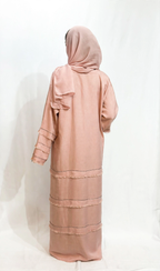 Layered linen abaya