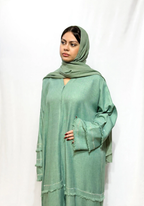 Layered linen abaya