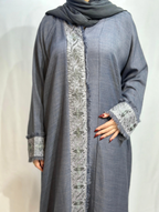 Naseem Al Bahar Geometric Trim Open Abaya