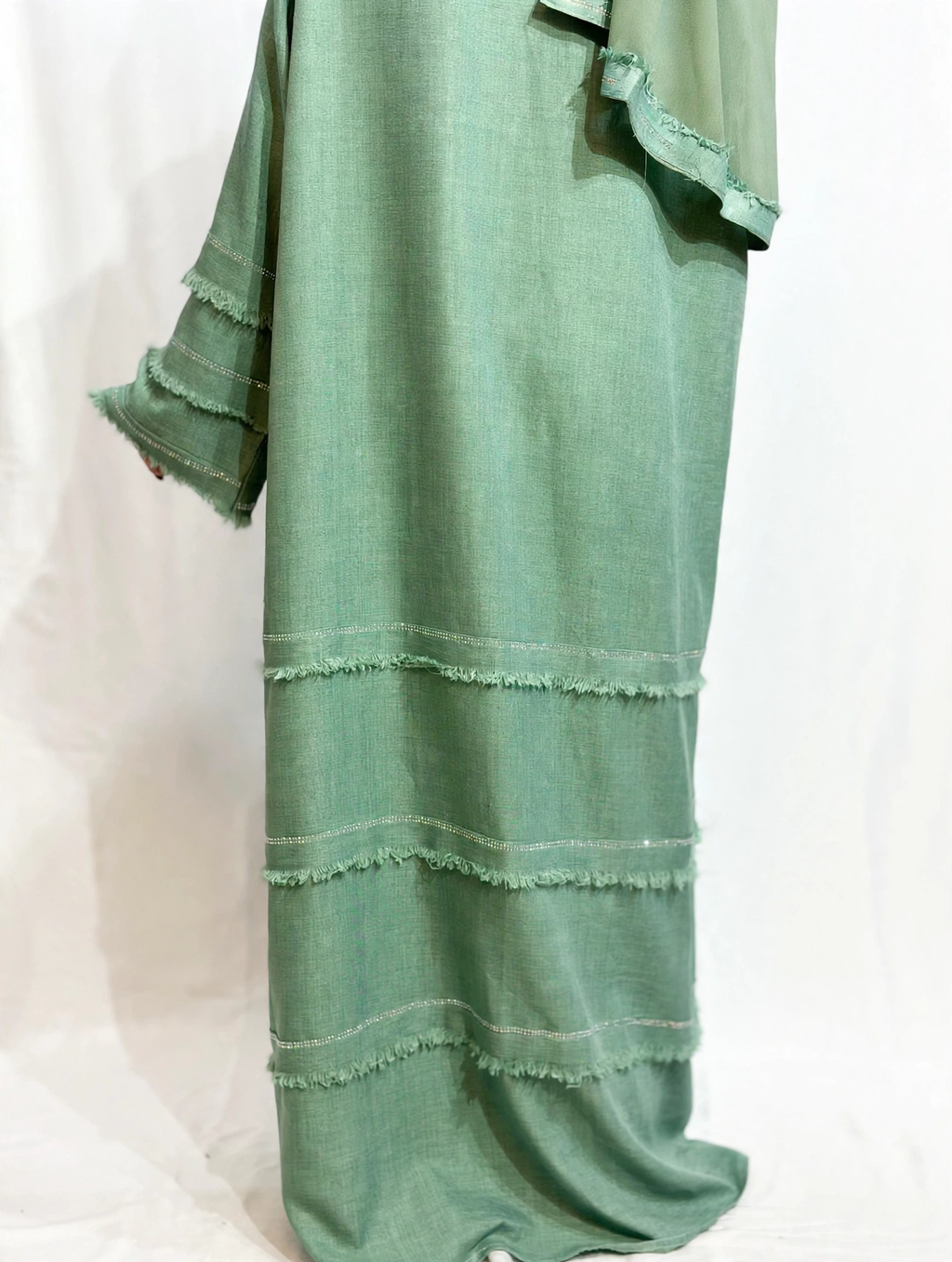 Layered linen abaya