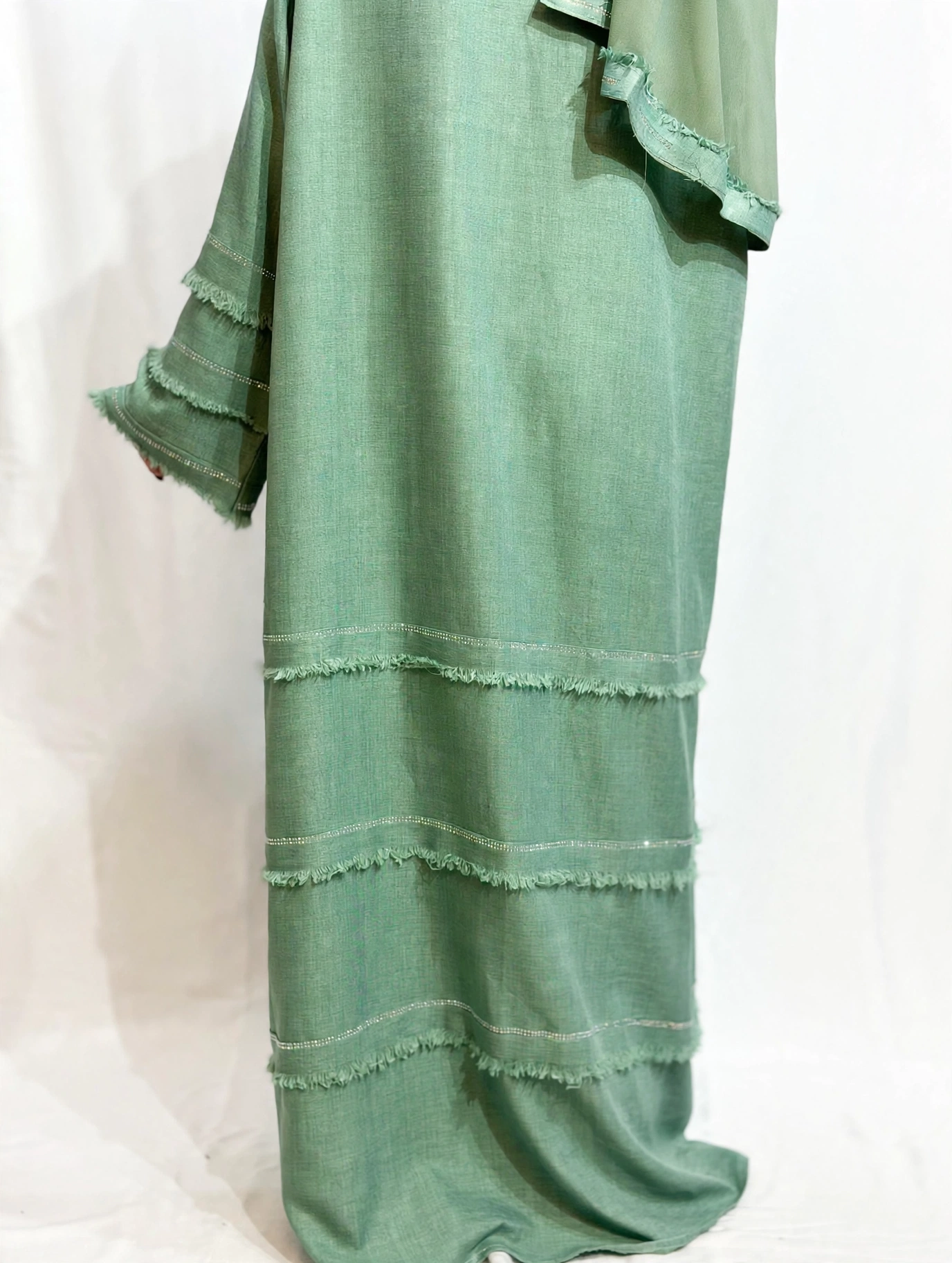 Layered linen abaya