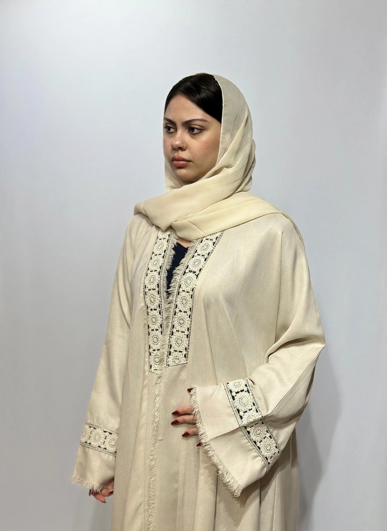 Open Throw Panel Fringe Abaya