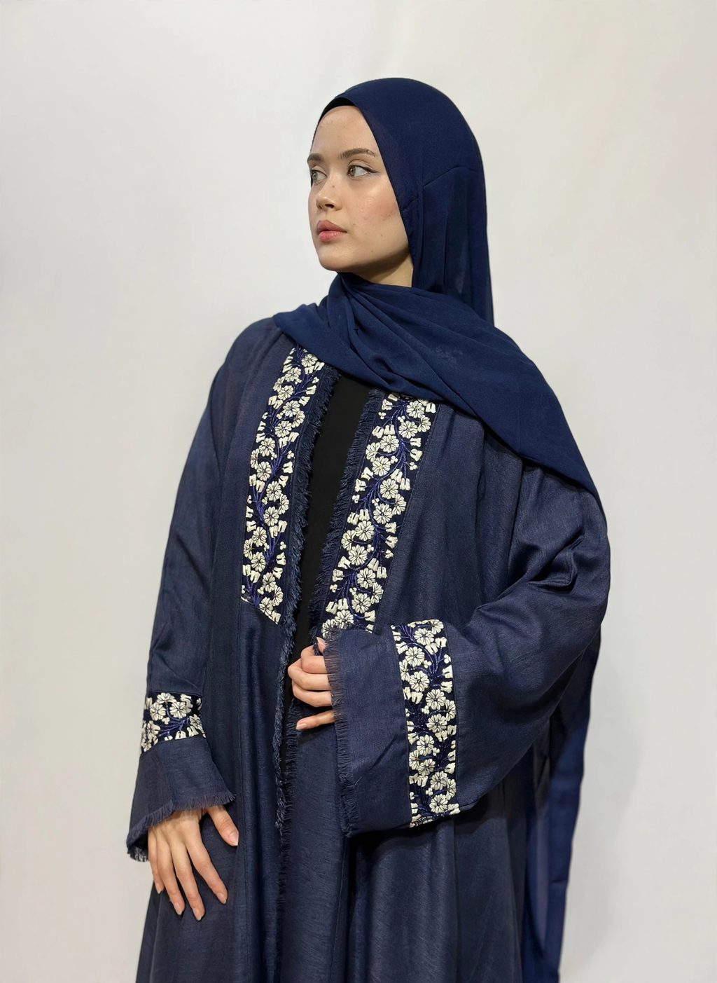 Open Throw Panel Fringe Abaya