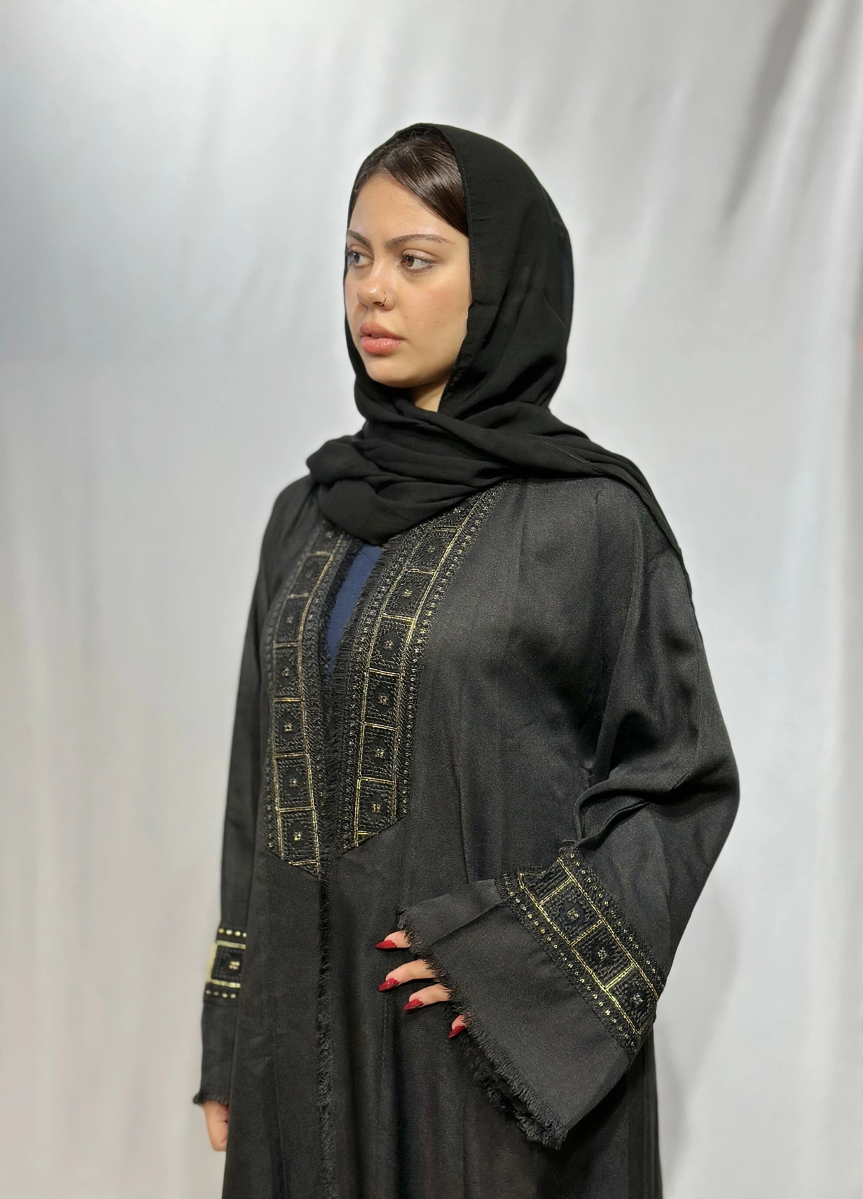 Open Throw Panel Fringe Abaya