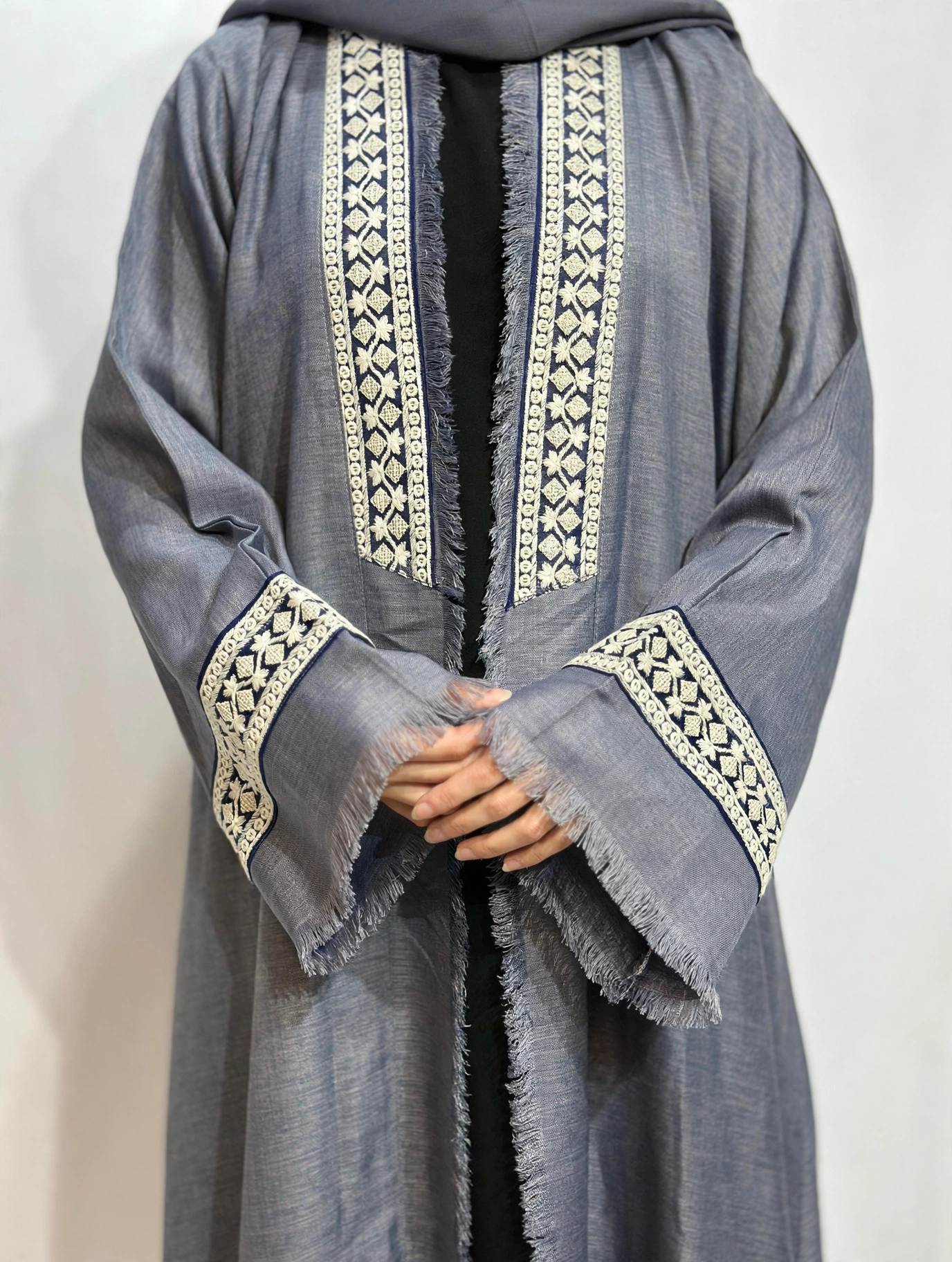 Open Throw Panel Fringe Abaya