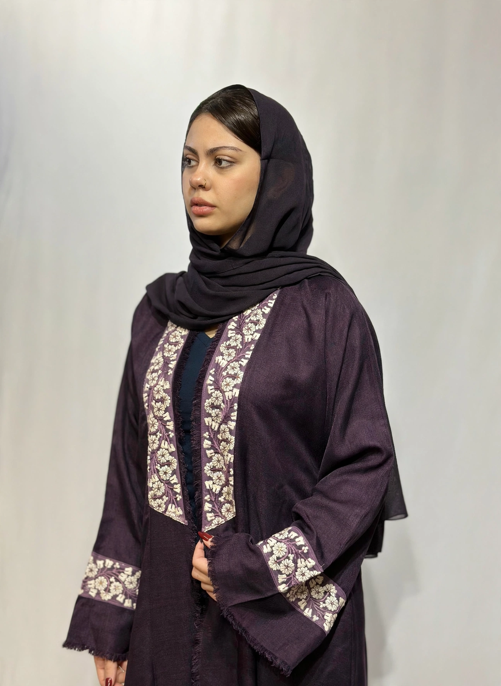 Open Throw Panel Fringe Abaya