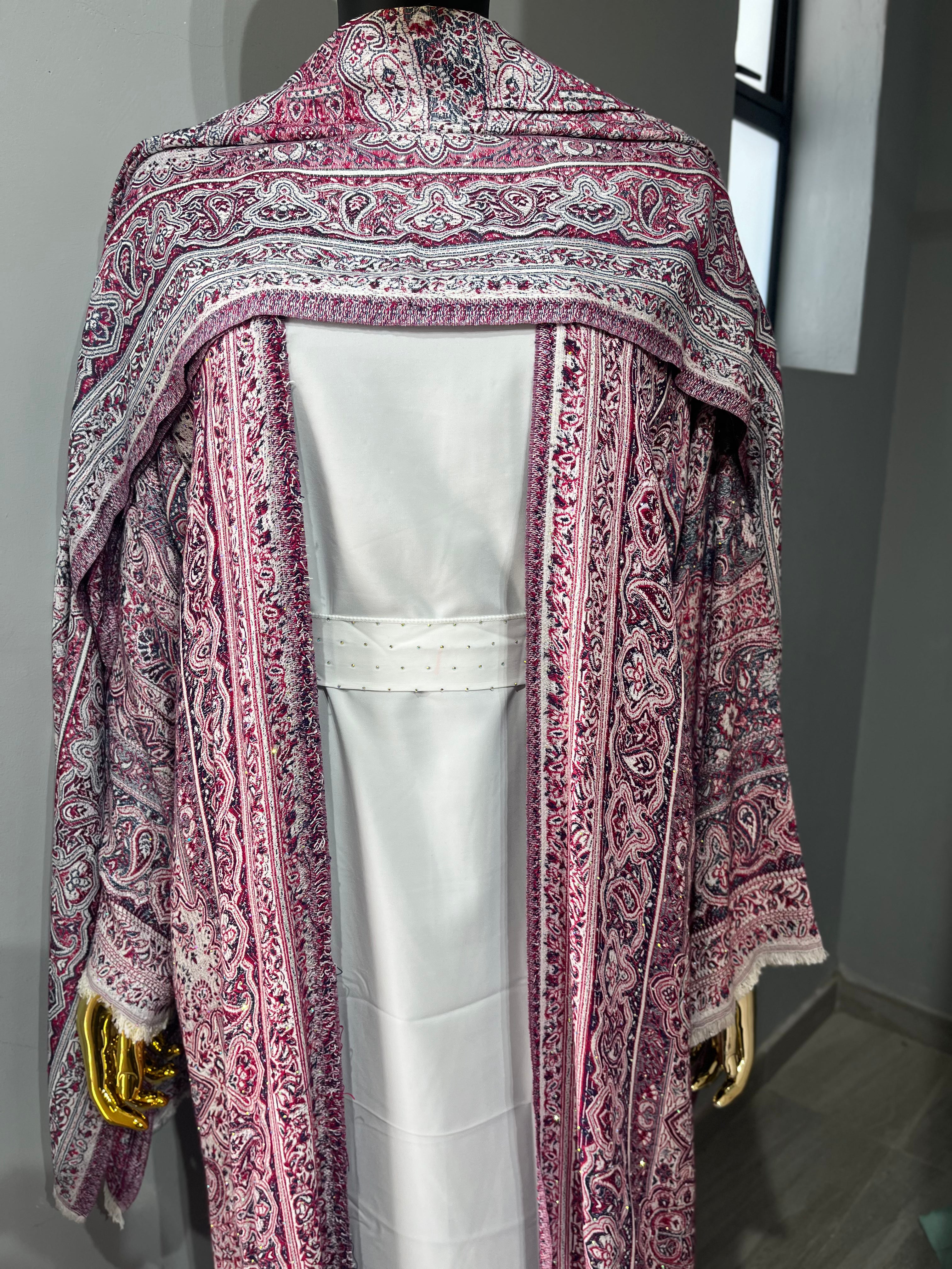 Ornamental Veil Pashmina(white inner)