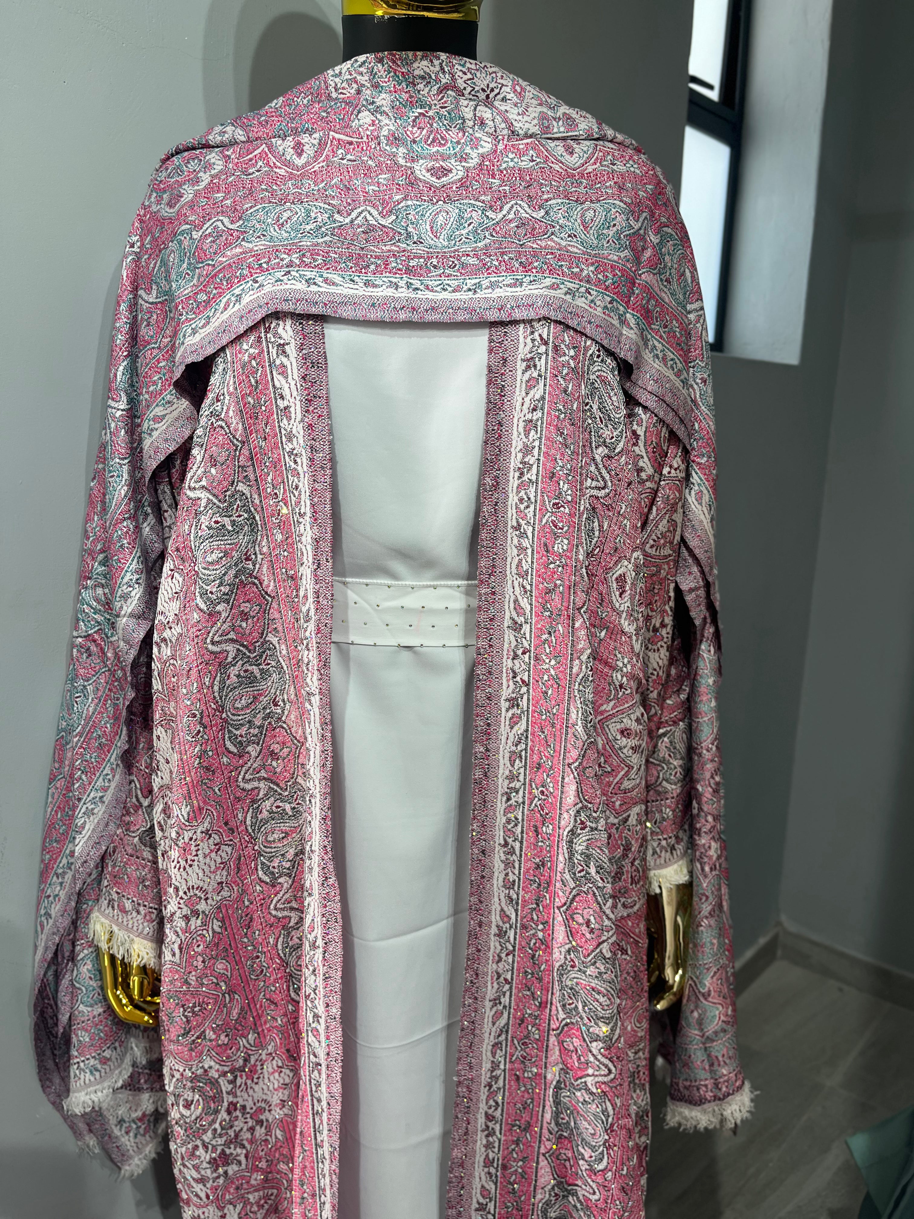 Ornamental Veil Pashmina(white inner)