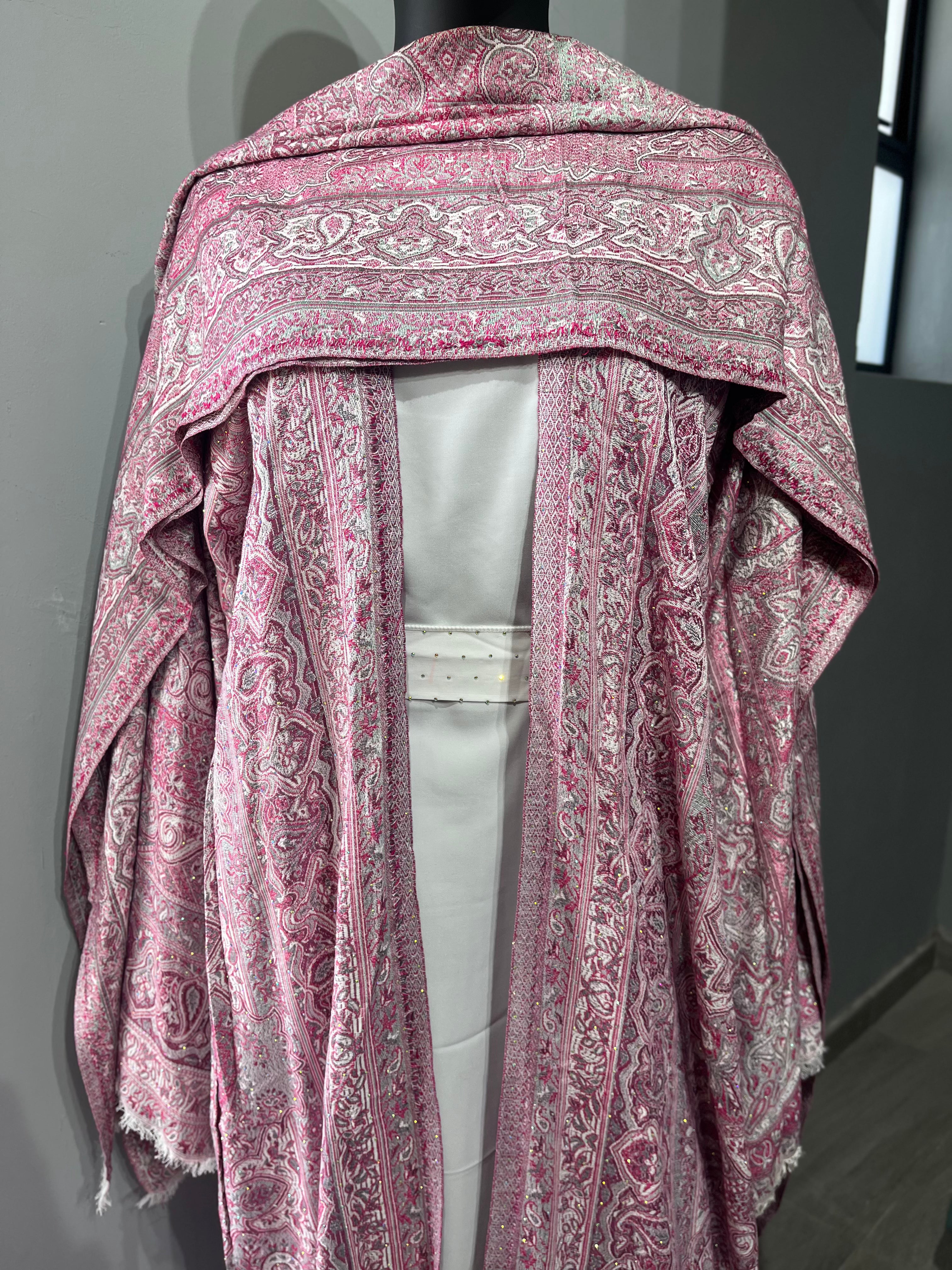 Ornamental Veil Pashmina(white inner)