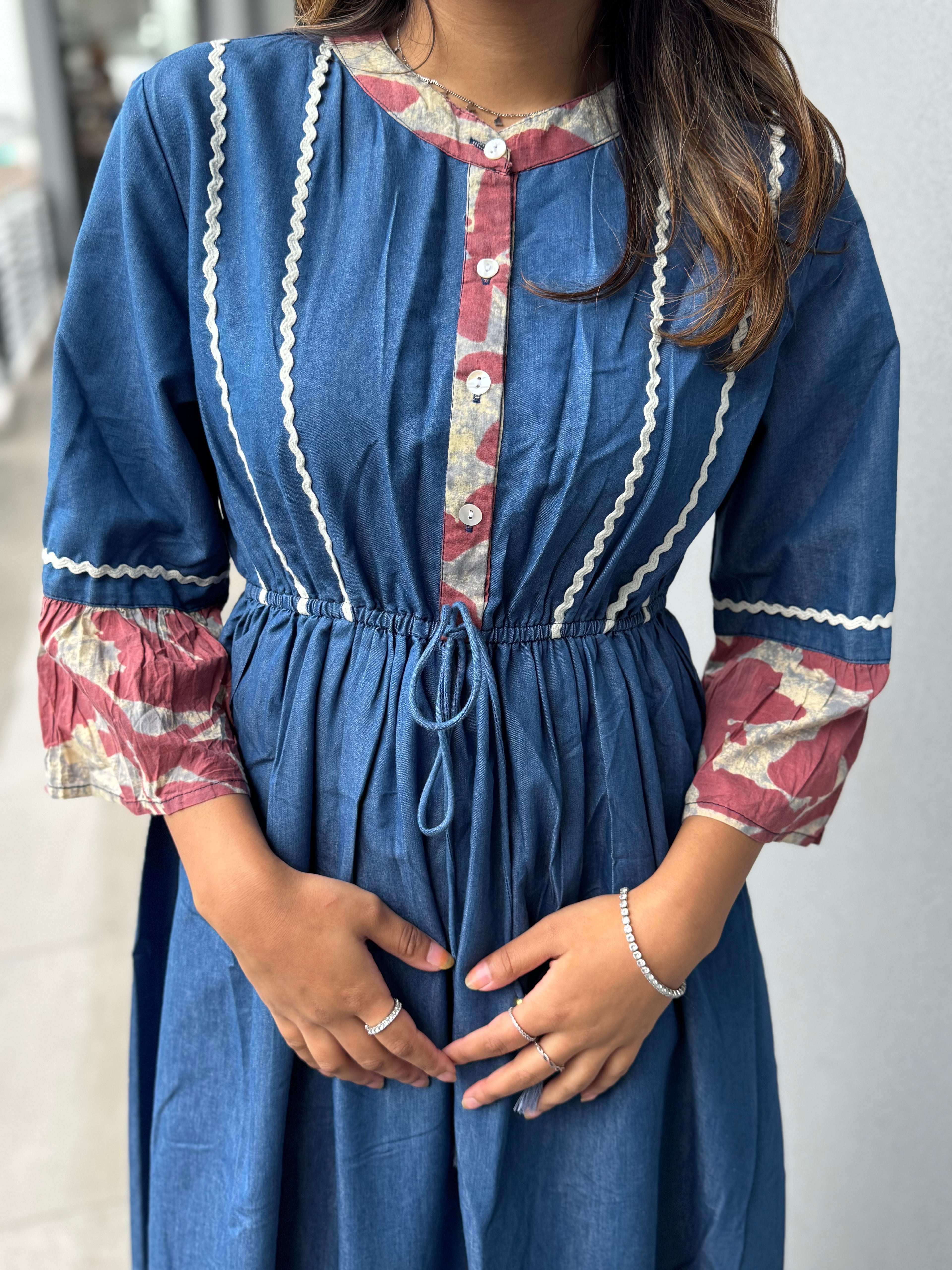 Zahara Panelled Denim Dress
