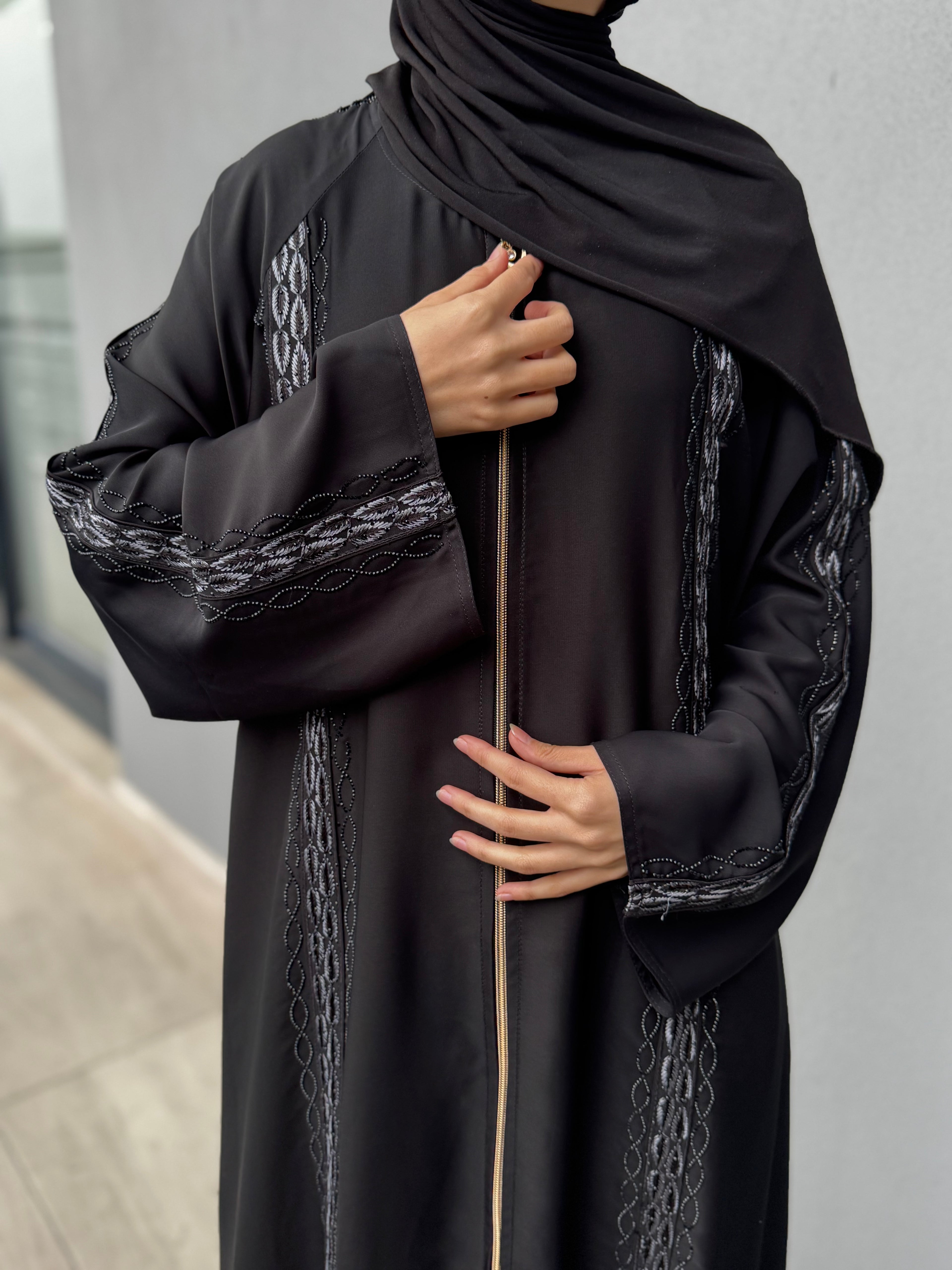 Embellished Zip Abaya