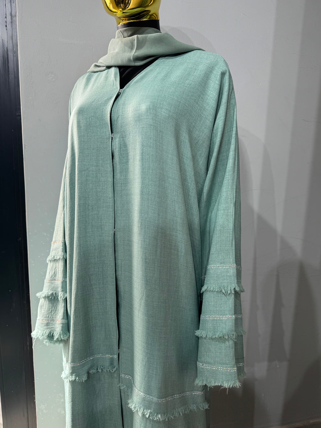 Layered linen abaya