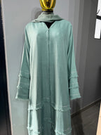 Layered linen abaya