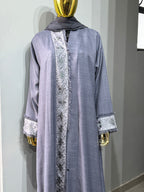Naseem Al Bahar Geometric Trim Open Abaya