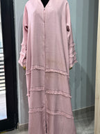Layered linen abaya