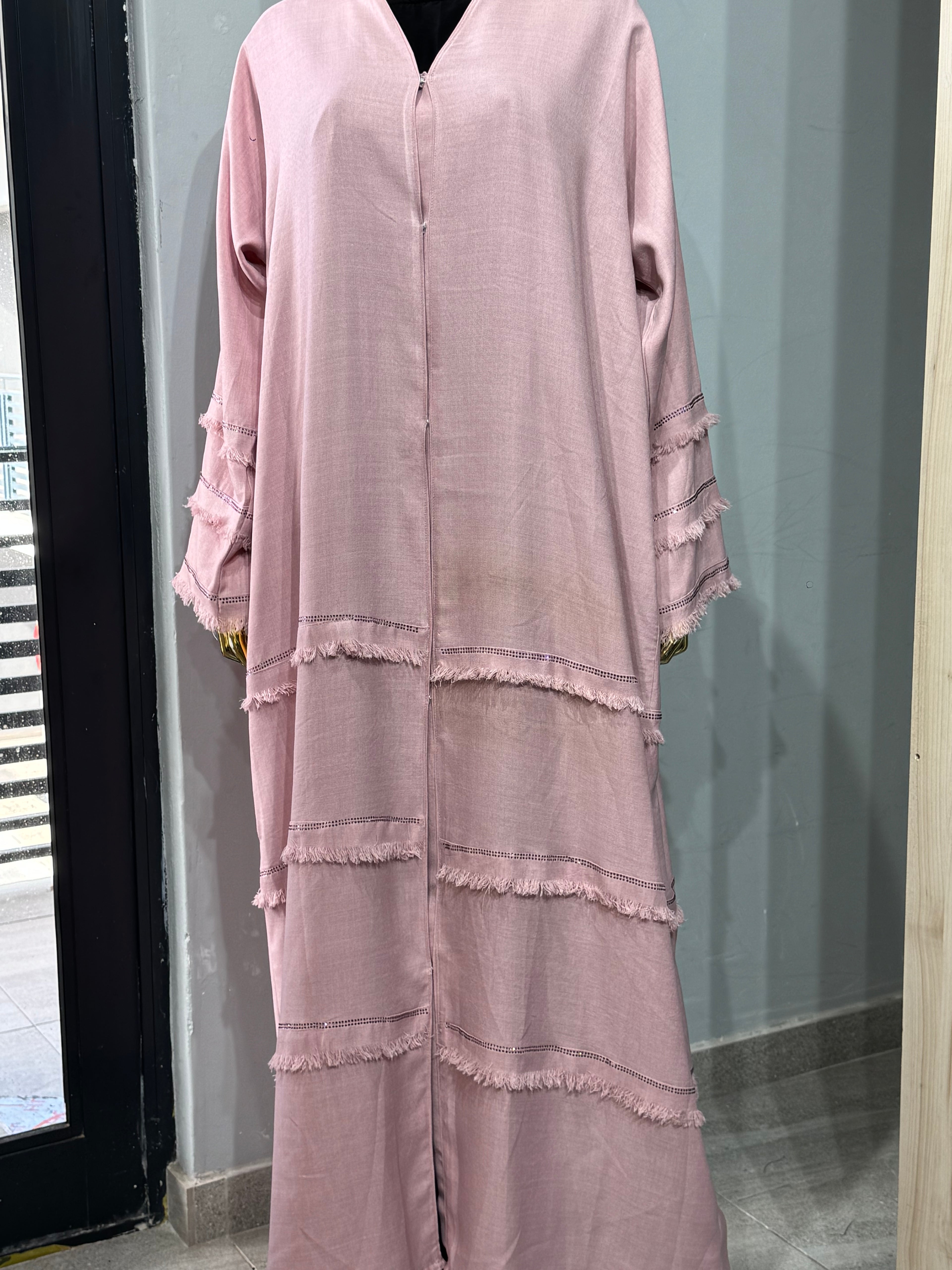 Layered linen abaya