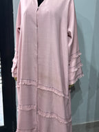 Layered linen abaya