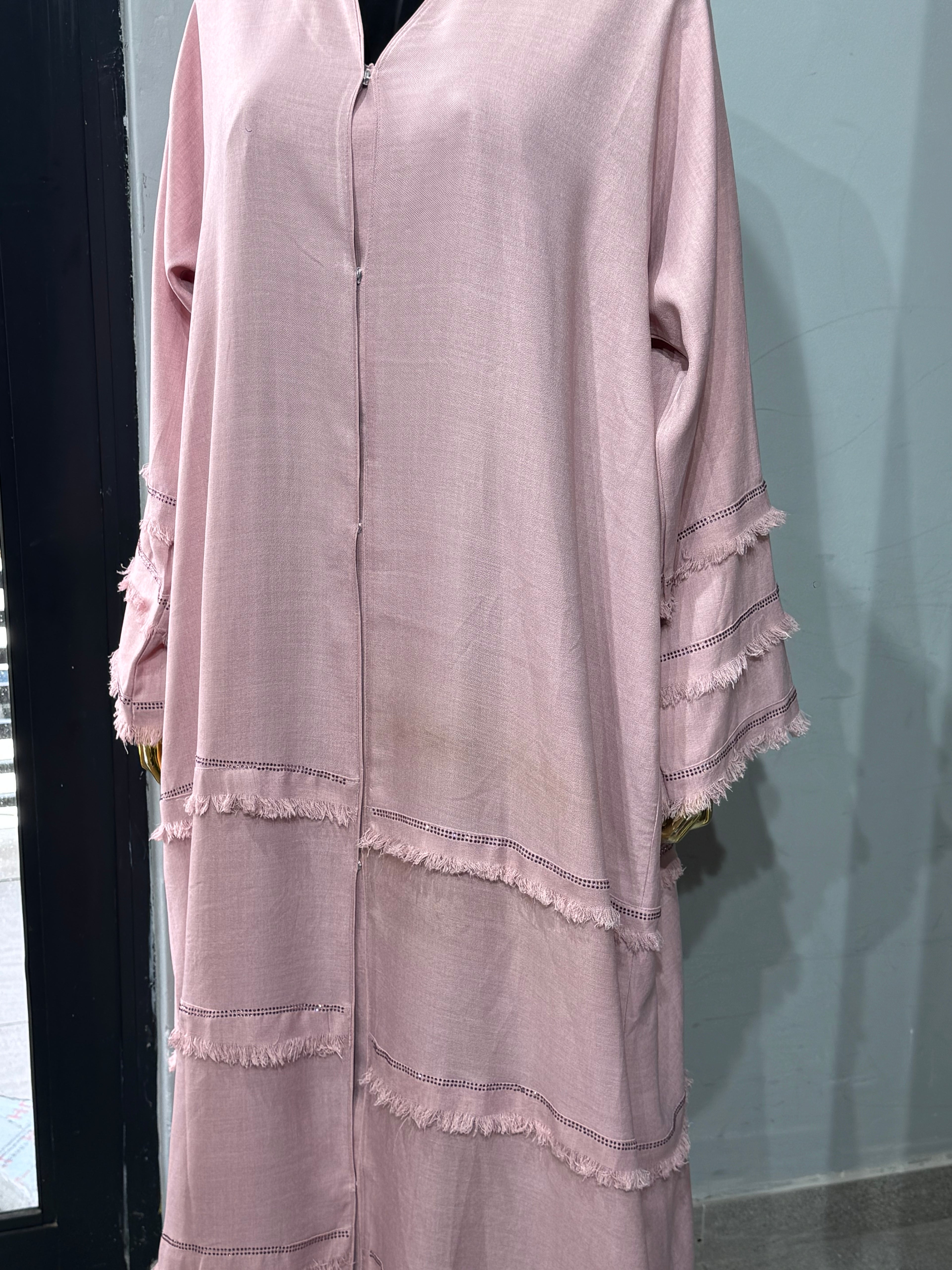 Layered linen abaya
