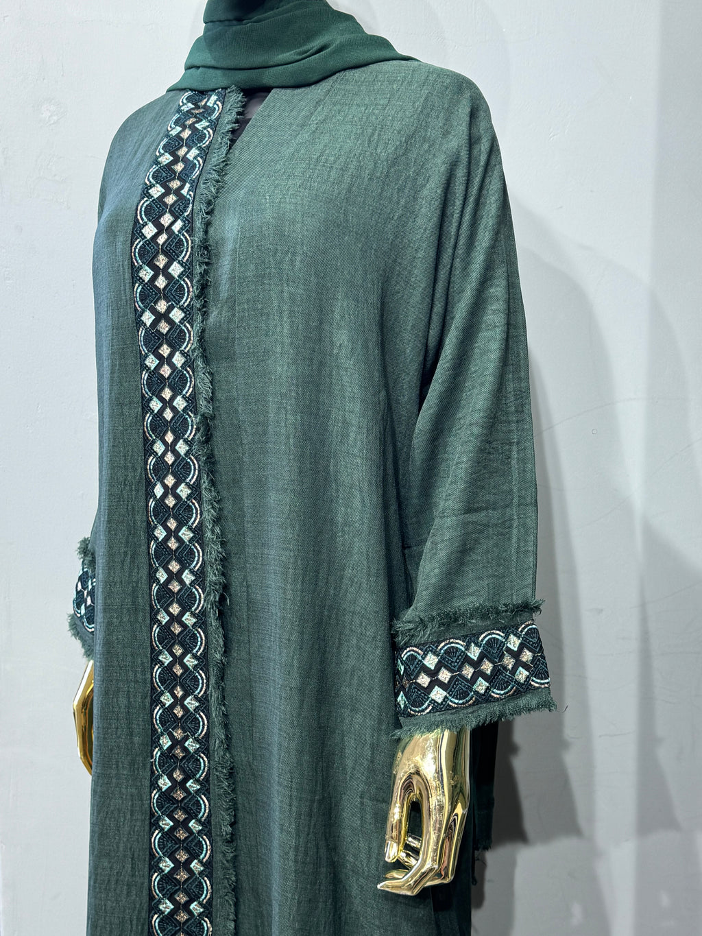 Naseem Al Bahar Geometric Trim Open Abaya