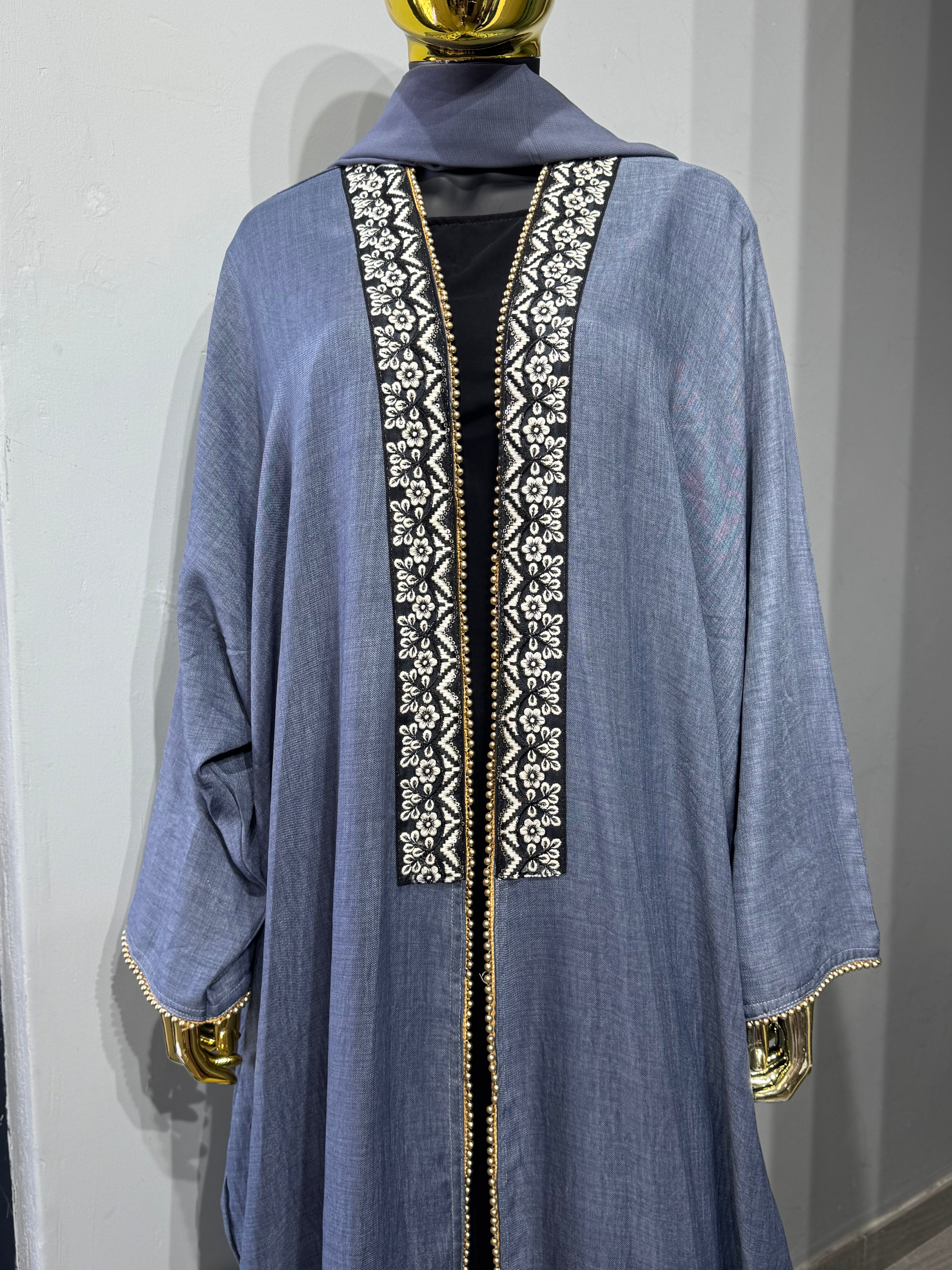 Layla Al Yasmine Floral Embroidered Open Abaya